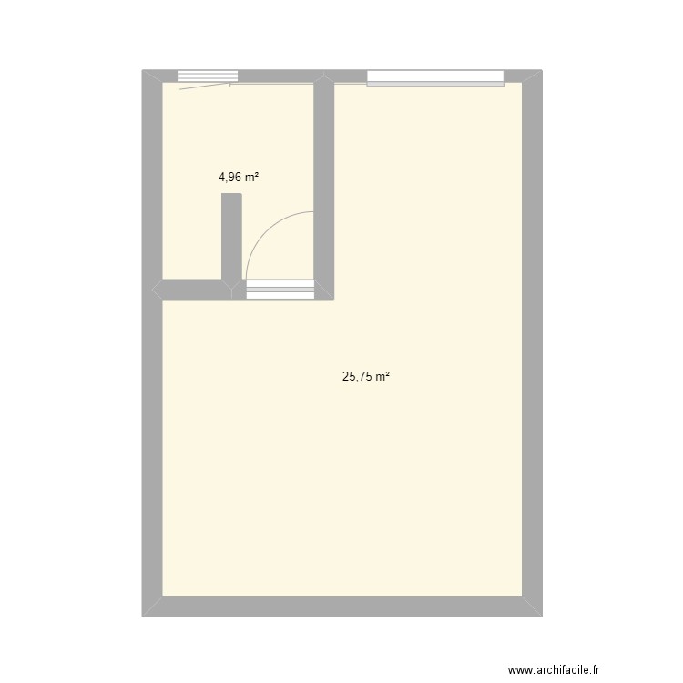 cuisine. Plan de 2 pièces et 31 m2