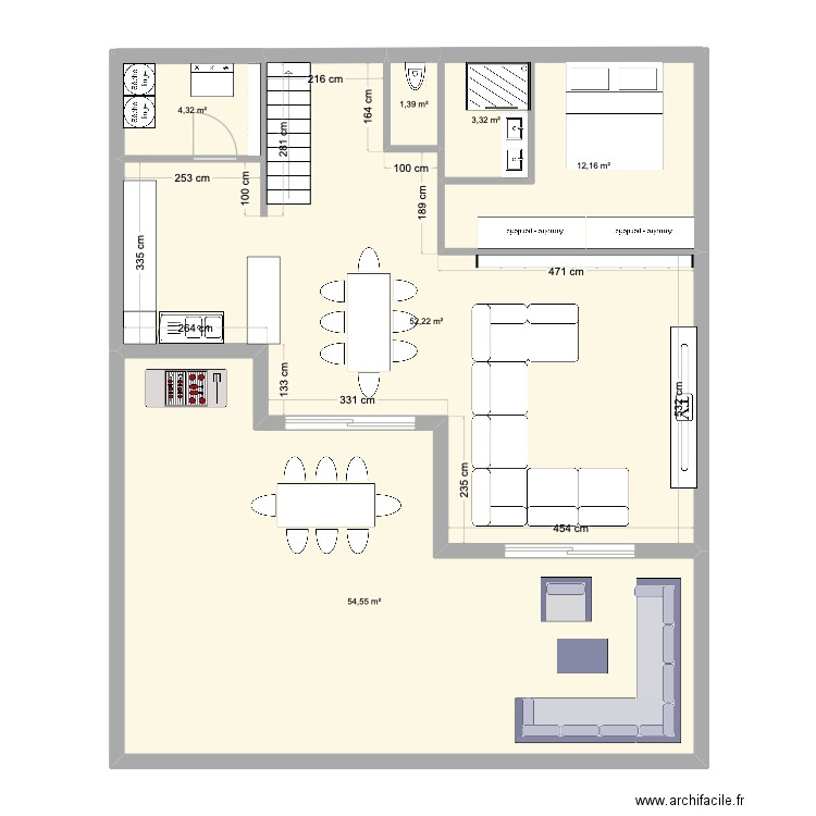 Impasse des Arums. Plan de 6 pièces et 128 m2