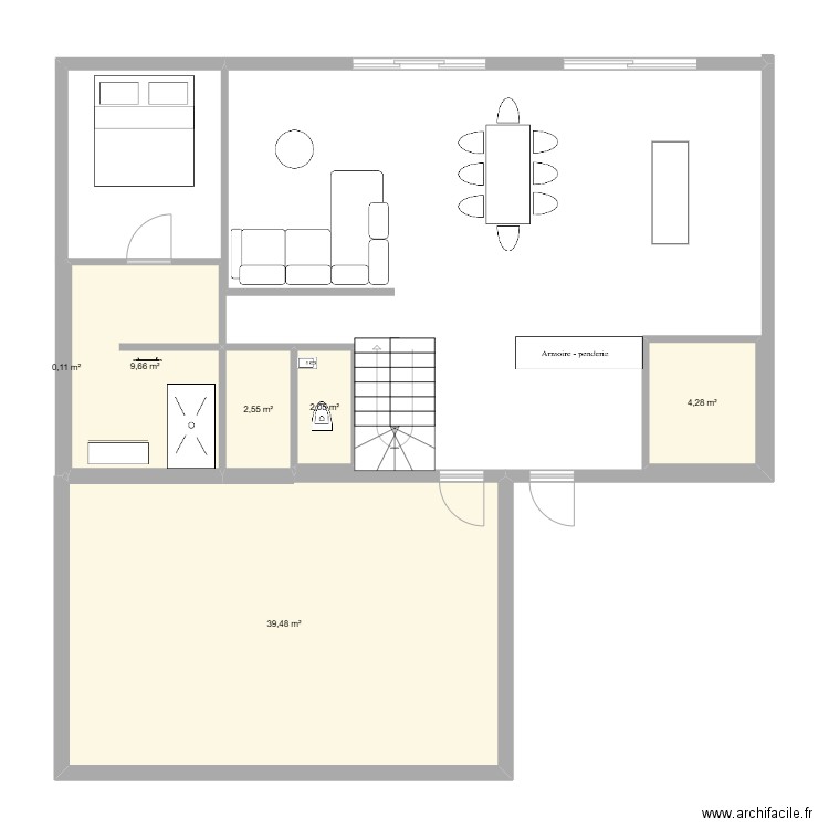 maison. Plan de 6 pièces et 58 m2