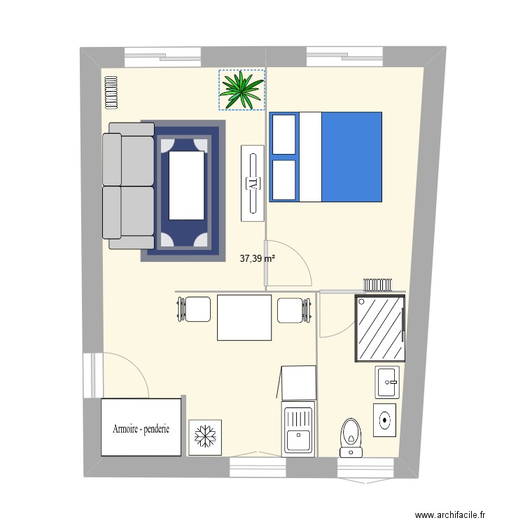 Appartement . Plan de 1 pièce et 37 m2