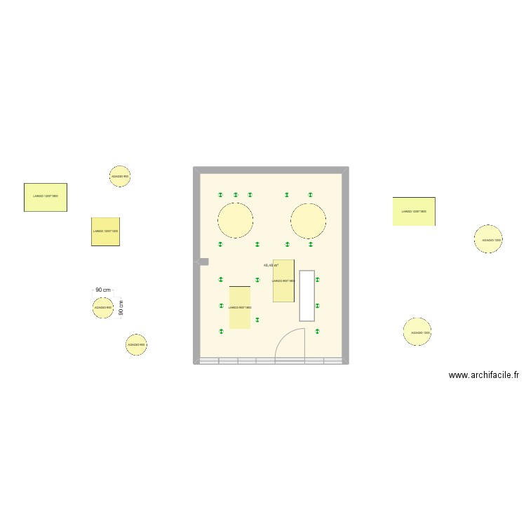 LA PLACE 3. Plan de 1 pièce et 46 m2