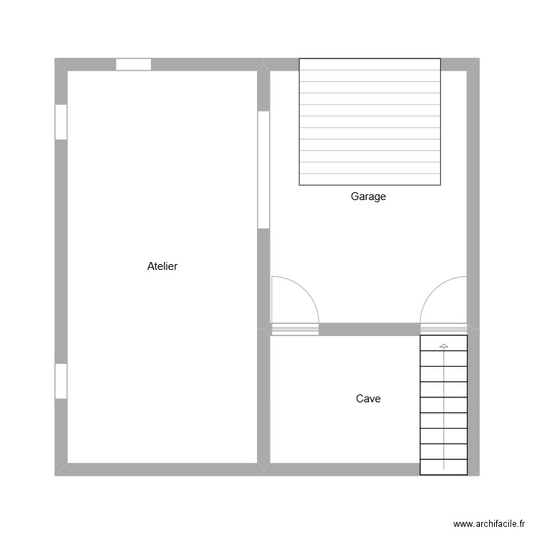 sous sol gaillard. Plan de 3 pièces et 43 m2