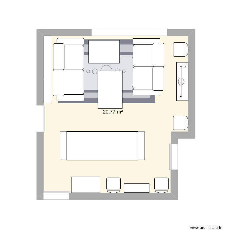 SALON FLS. Plan de 1 pièce et 21 m2