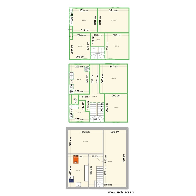 TREGUIER PLAN. Plan de 17 pièces et 153 m2