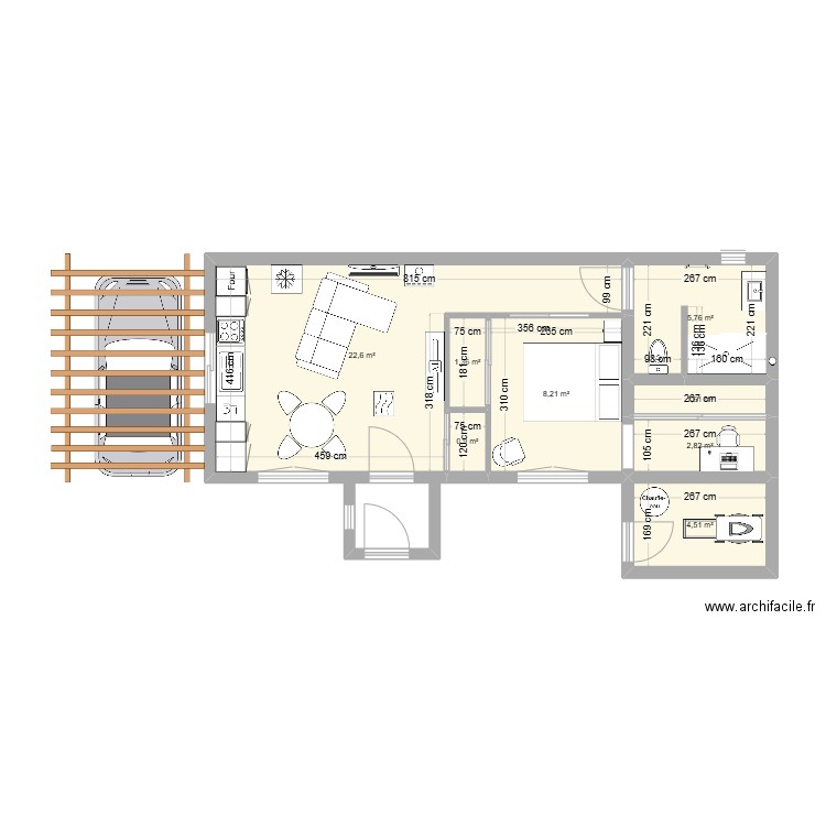 PLAN INTERIEUR. Plan de 8 pièces et 48 m2