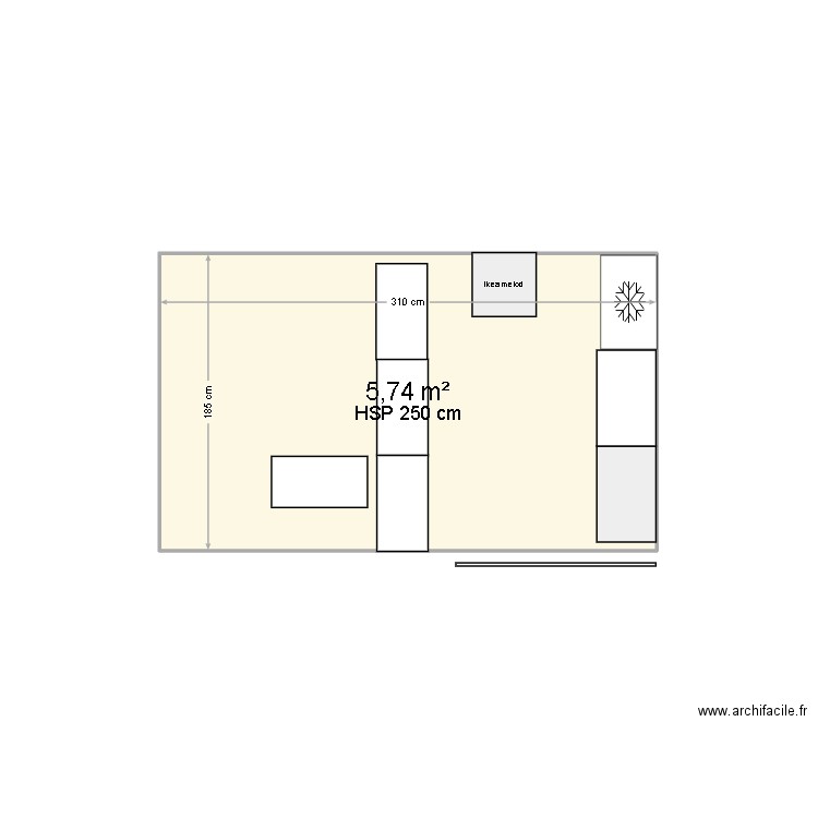 hilux2. Plan de 1 pièce et 6 m2