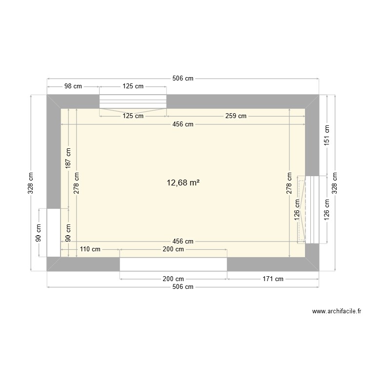 Naves Cuisine Dimensions. Plan de 1 pièce et 13 m2