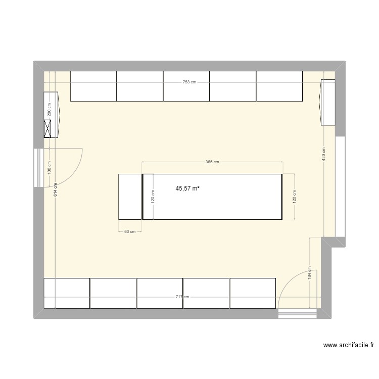 450-Initial. Plan de 1 pièce et 46 m2