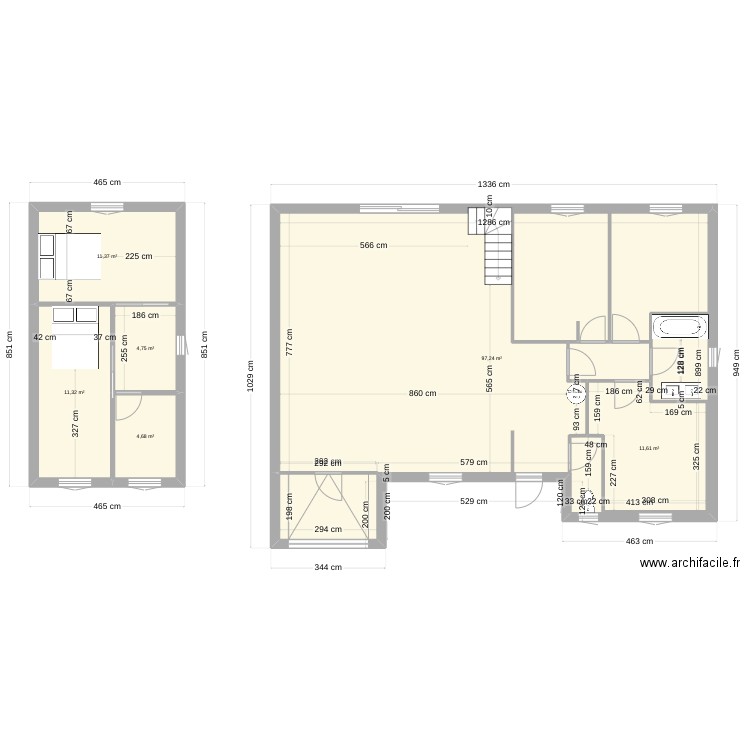 Maison. Plan de 7 pièces et 154 m2