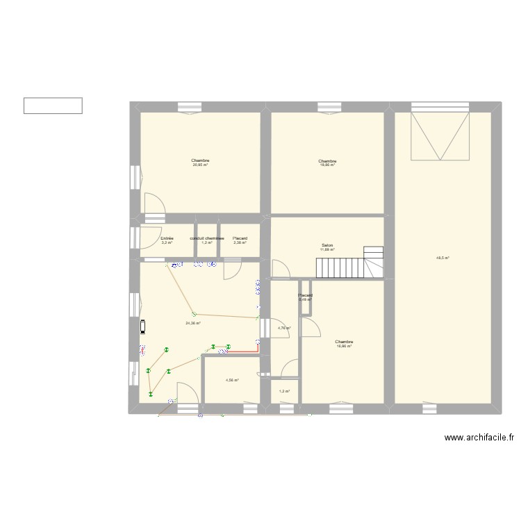 electricité cuisine. Plan de 13 pièces et 160 m2