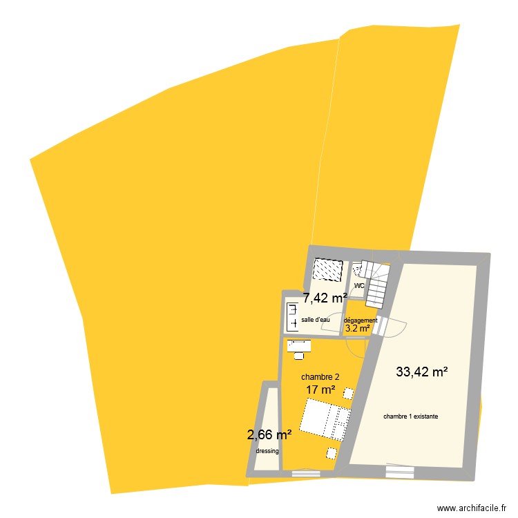 plan massecadastre3. Plan de 3 pièces et 44 m2