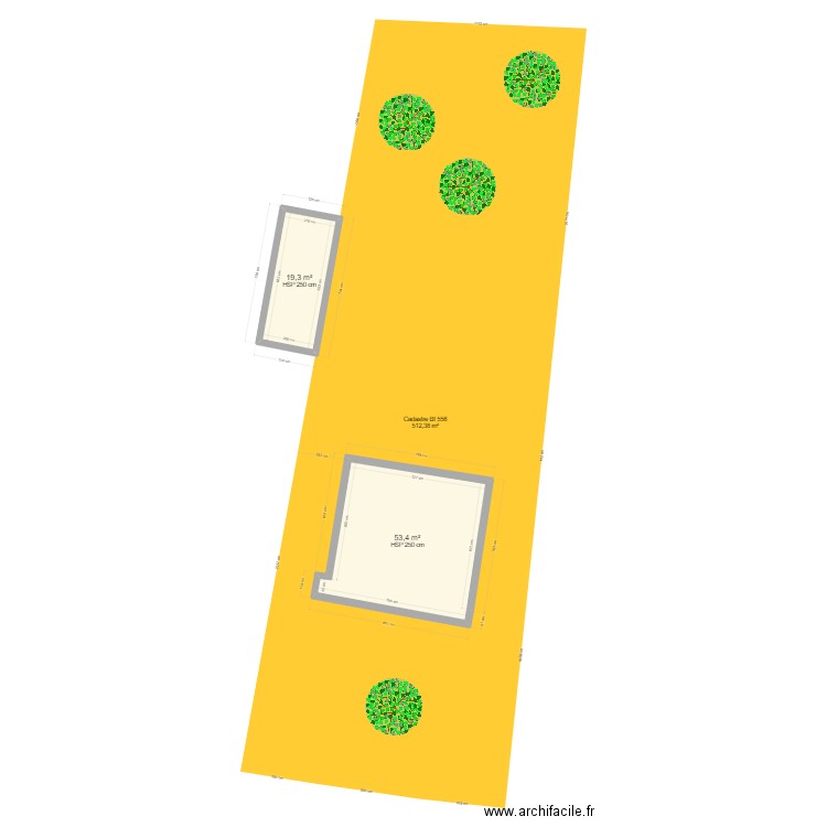 cadastre Stella. Plan de 2 pièces et 73 m2