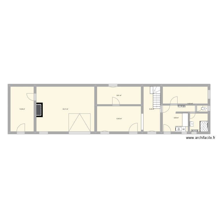 maison. Plan de 7 pièces et 102 m2