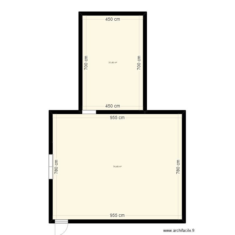 Babagerie V1. Plan de 2 pièces et 106 m2