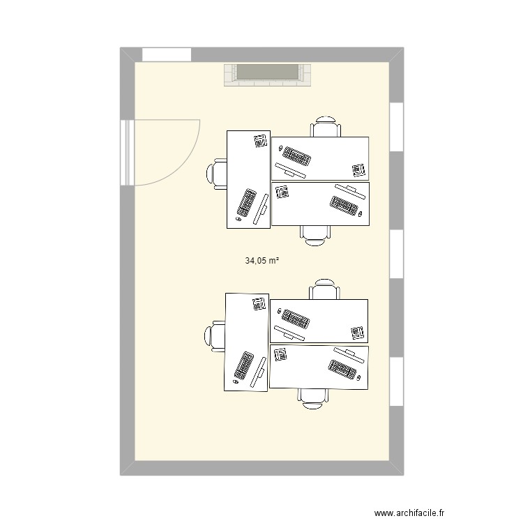 Bur Archives - greffe COR avec bureau par 3. Plan de 1 pièce et 34 m2