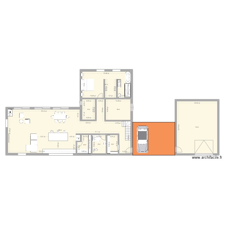 Maison. Plan de 8 pièces et 203 m2