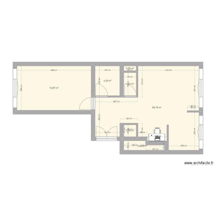 appart 2. Plan de 7 pièces et 50 m2