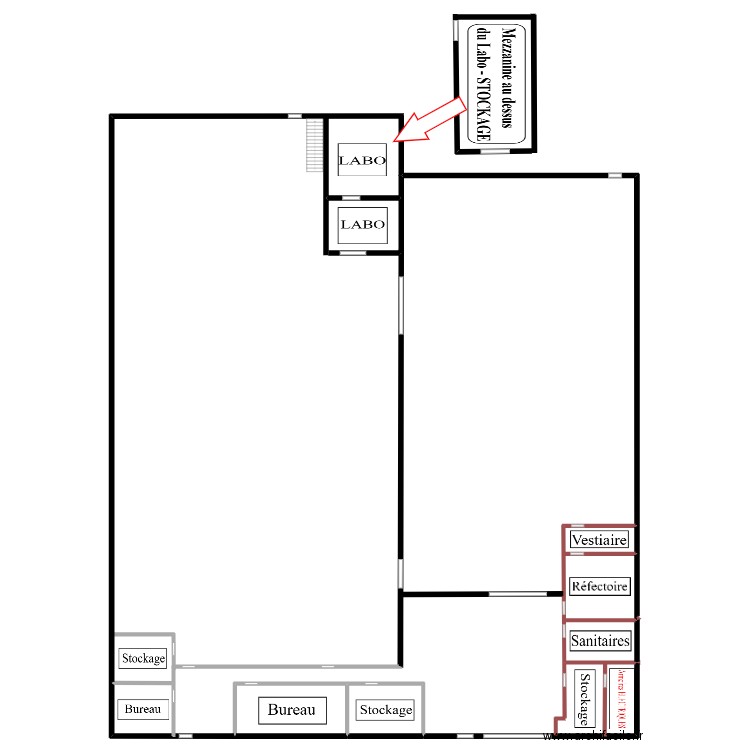 BatimentComplexWasquehal. Plan de 3 pièces et 90 m2