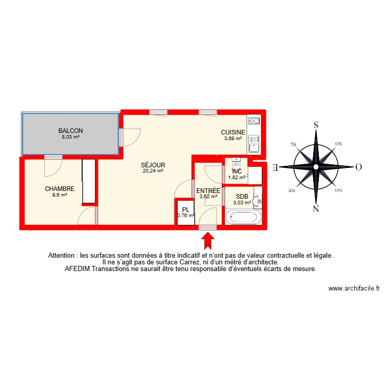 BI24805-. Plan de 10 pièces et 63 m2