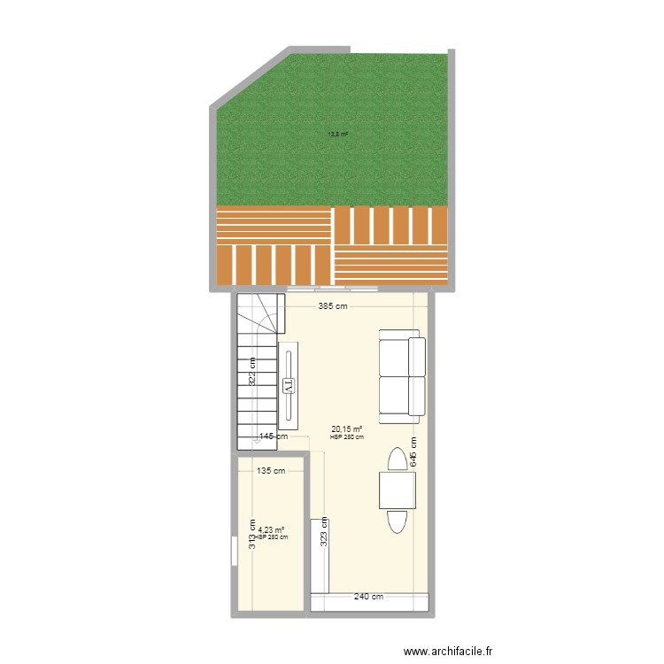  appart BRUT AWB (petit). Plan de 2 pièces et 24 m2