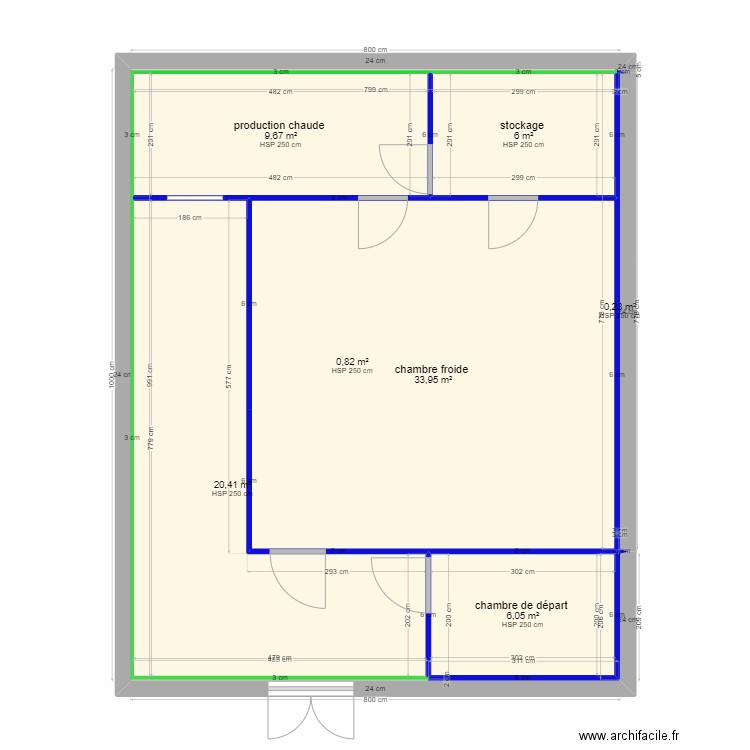 dark kitchen. Plan de 7 pièces et 77 m2