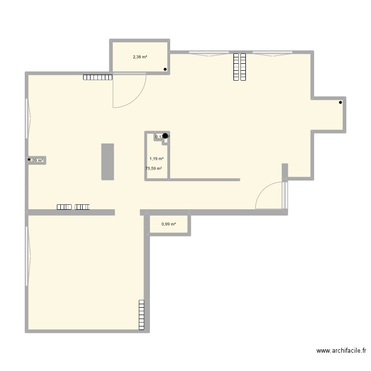 RICHELIEU2 après démolition. Plan de 6 pièces et 82 m2