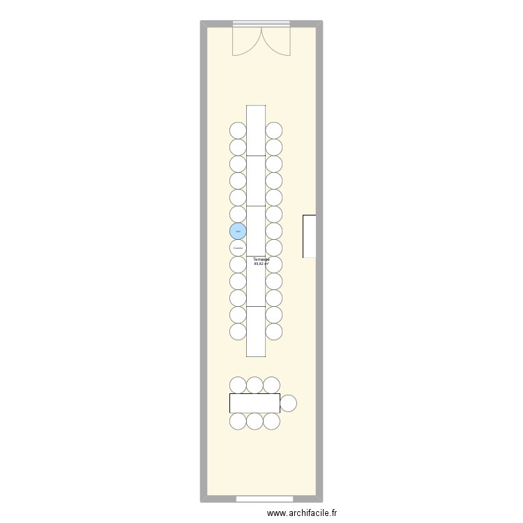 Plan de table. Plan de 1 pièce et 90 m2