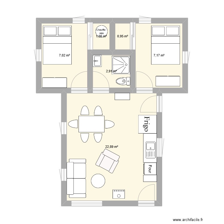 Itération #1. Plan de 6 pièces et 42 m2