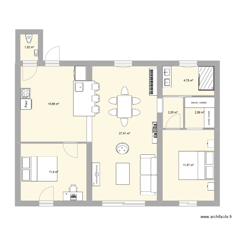 Maison Floirac 2. Plan de 8 pièces et 78 m2