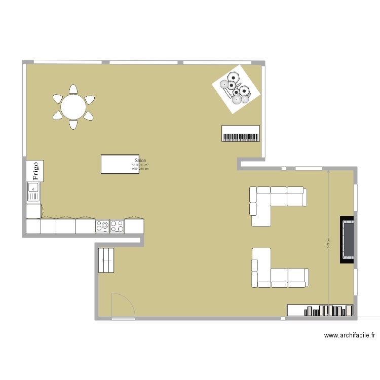 salon. Plan de 1 pièce et 111 m2