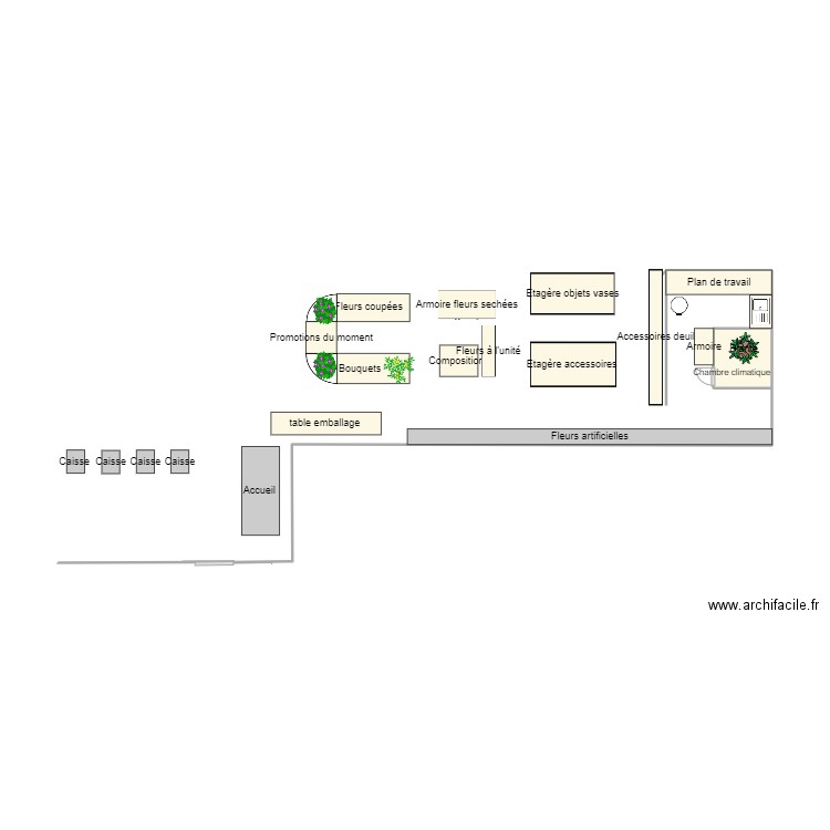 PLAN FLEURISTERIE TRUFFAUT. Plan de 1 pièce et 1 m2