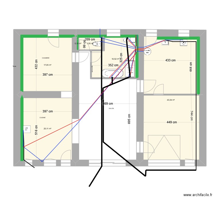 sdb 6. Plan de 6 pièces et 93 m2