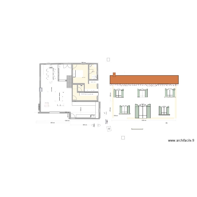 FACADE AVANT V3. Plan de 3 pièces et 31 m2