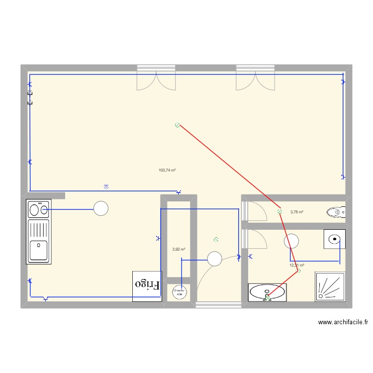 archi plan . Plan de 4 pièces et 121 m2