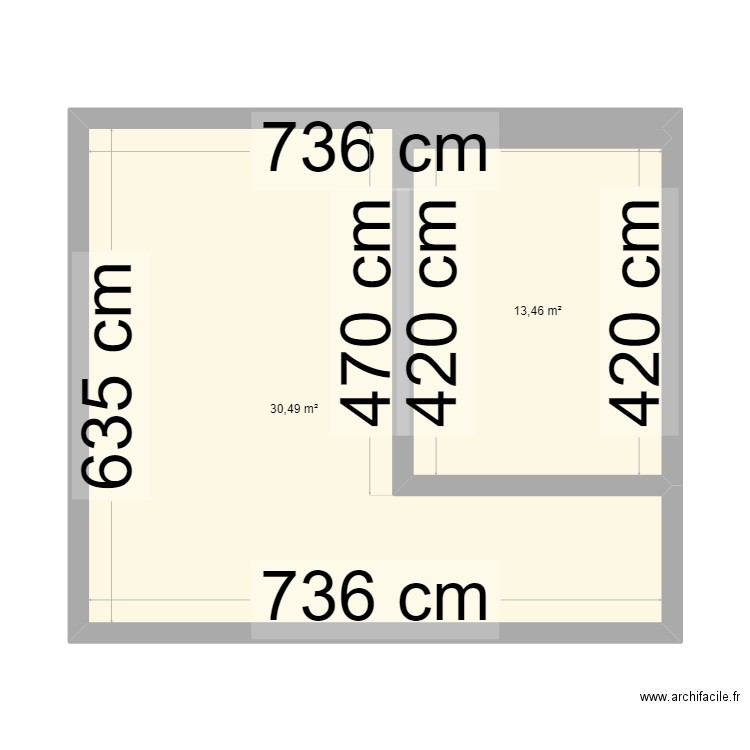 capitou. Plan de 2 pièces et 44 m2