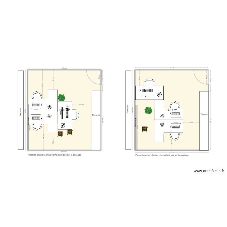 BUREAU RC BAL1 - PLAN N° 3. Plan de 2 pièces et 36 m2