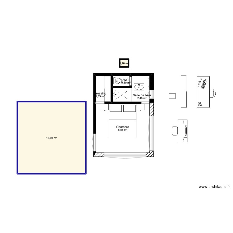 PLAN CHAMBRE DE TOIT AGHBALOU. Plan de 6 pièces et 29 m2