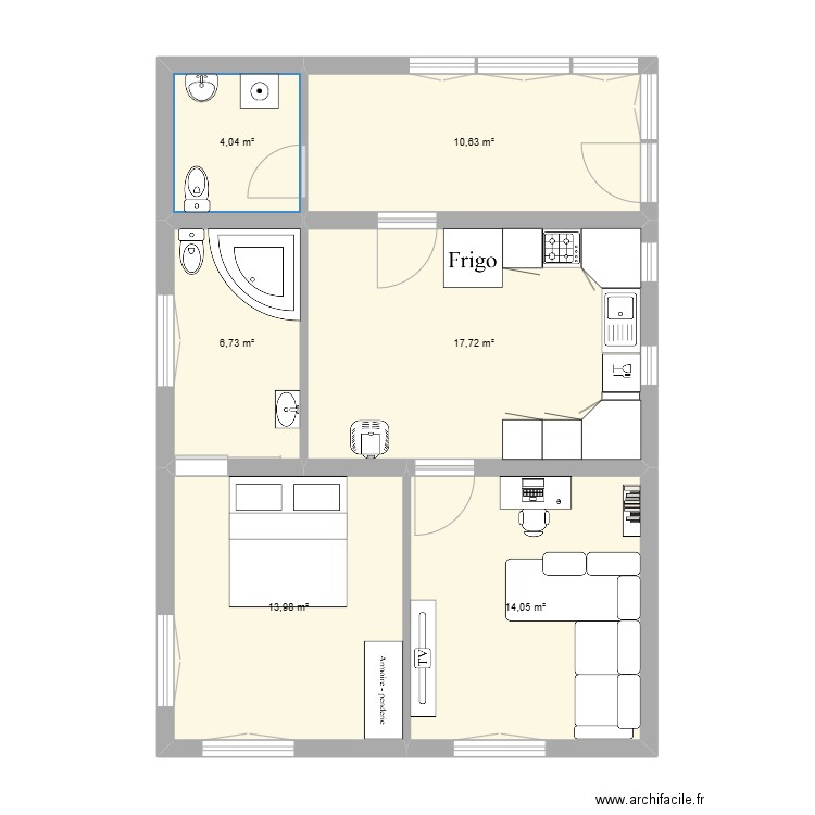 Soucht 1. Plan de 6 pièces et 74 m2