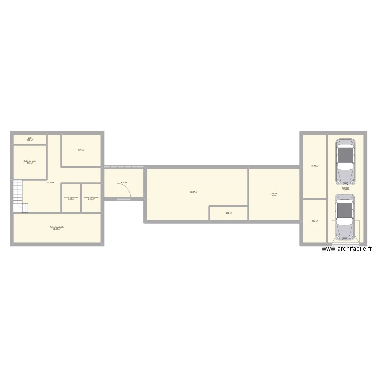 323. Plan de 14 pièces et 189 m2