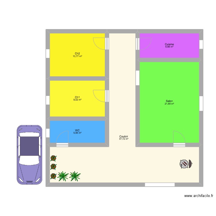 test. Plan de 6 pièces et 91 m2