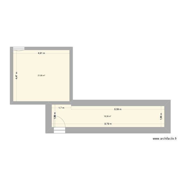 1er essaie plan. Plan de 2 pièces et 40 m2