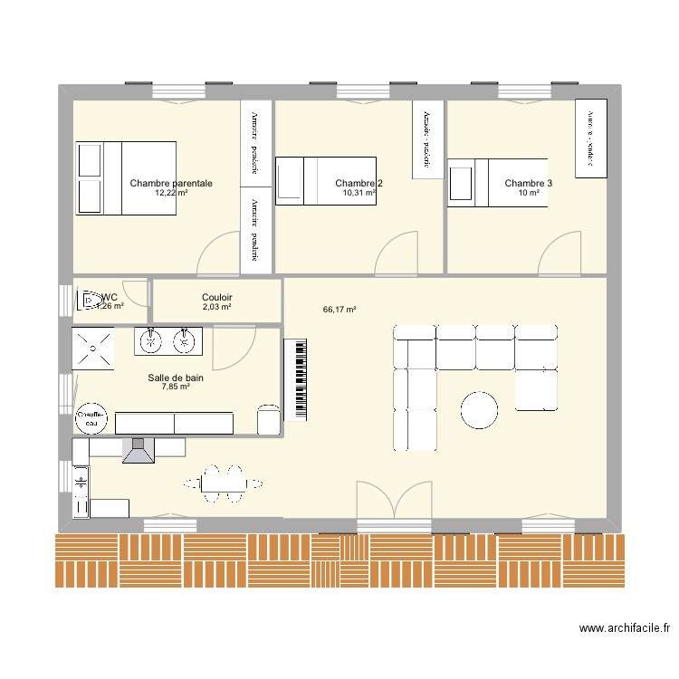 Robert 1. Plan de 7 pièces et 122 m2