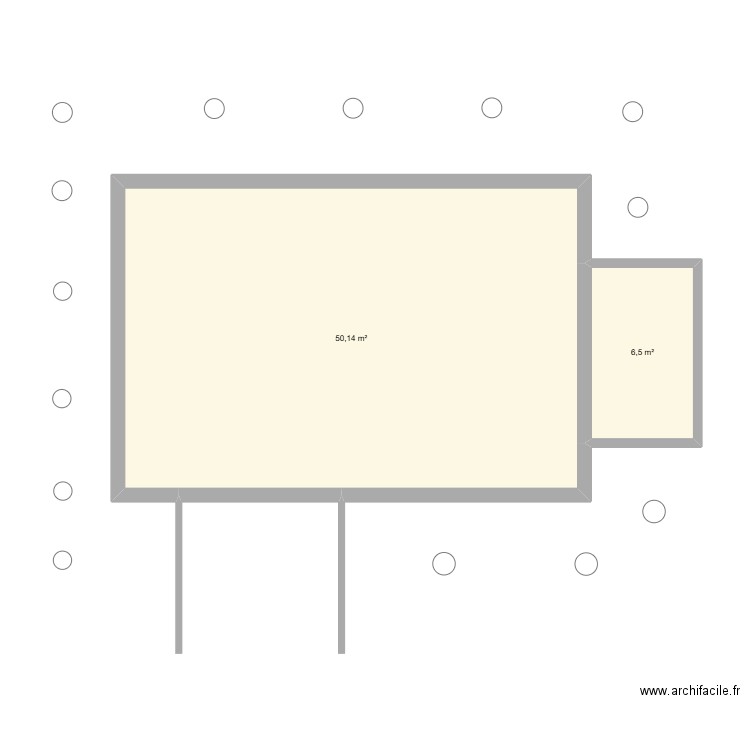 daussy. Plan de 2 pièces et 57 m2