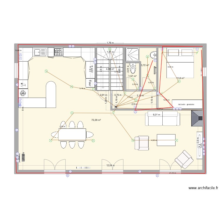 plan maison exercice CAP elec1. Plan de 15 pièces et 284 m2