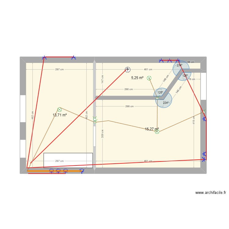 CRSC. Plan de 3 pièces et 34 m2