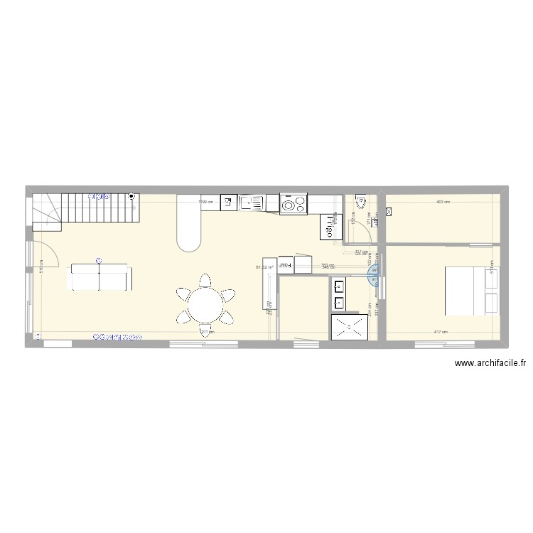 Villa 2 Salon. Plan de 1 pièce et 81 m2