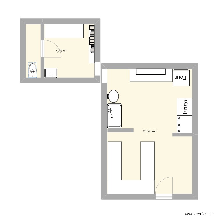 PALN LOCAL JOOKIE. Plan de 2 pièces et 31 m2