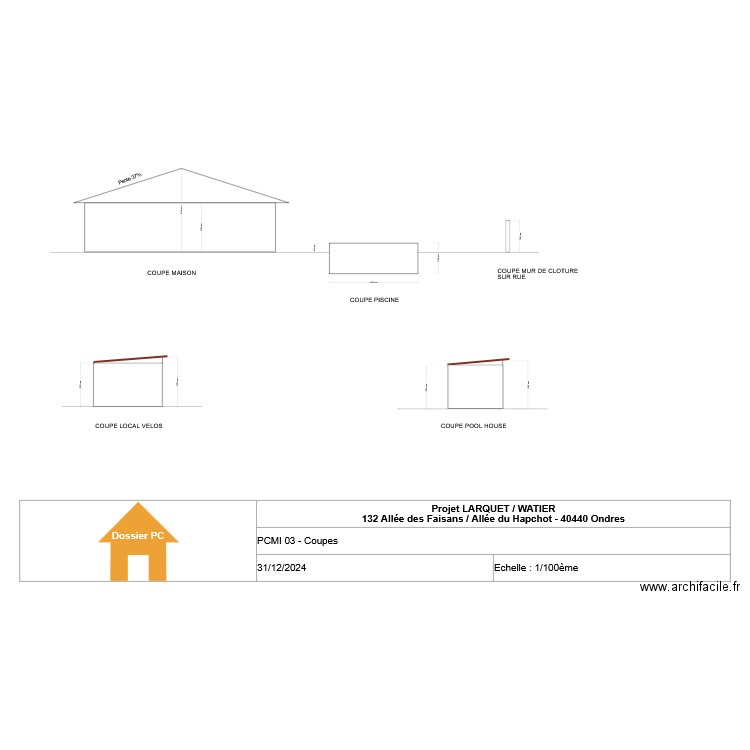 LARQUET/WATIER - PCMI03 - COUPES. Plan de 0 pièce et 0 m2