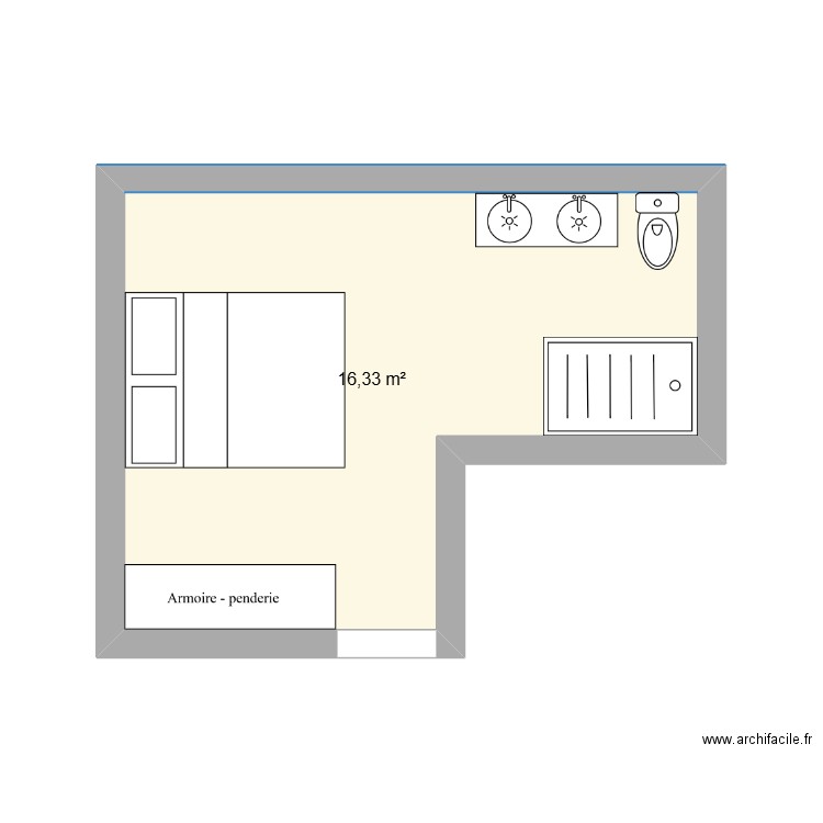 chambre3. Plan de 1 pièce et 16 m2