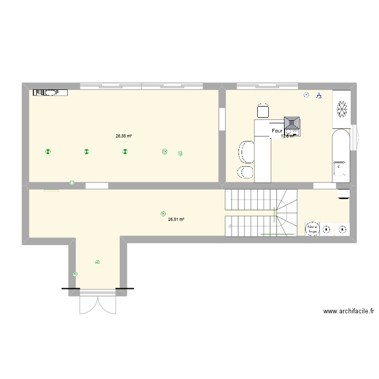 maispn 1. Plan de 3 pièces et 71 m2